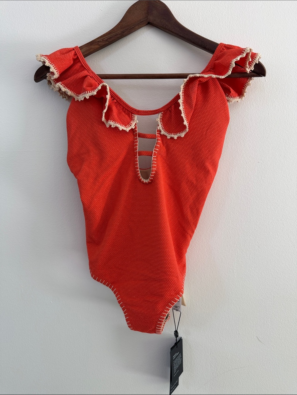 Perla Negra Coral Red Ruffle-Trim One-Piece Swimsuit